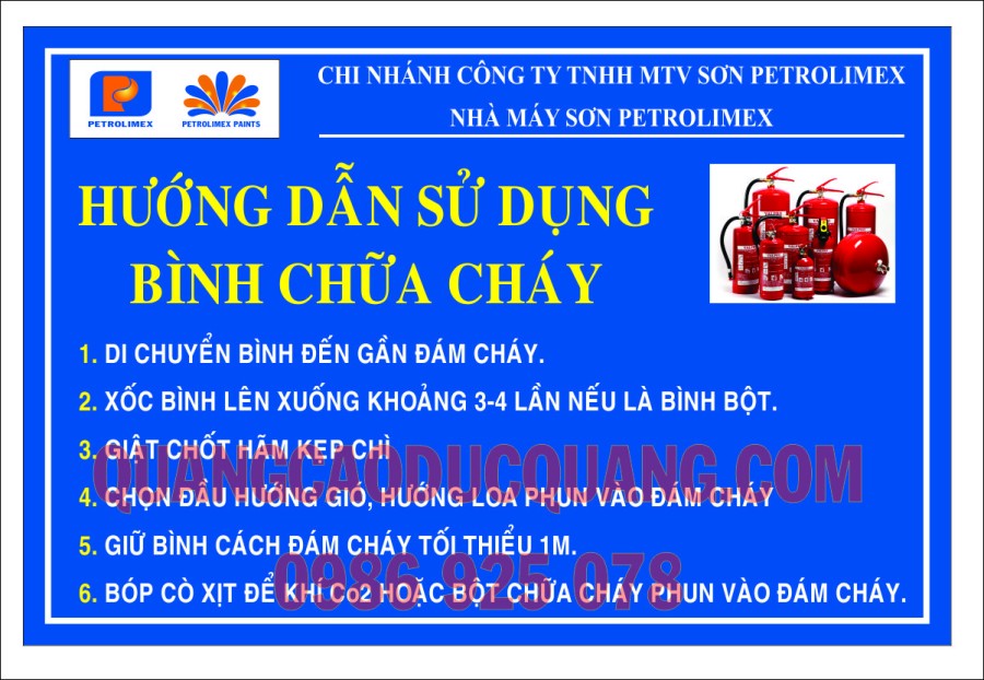 Biển báo hướng dẫn sử dụng bình chữa cháy