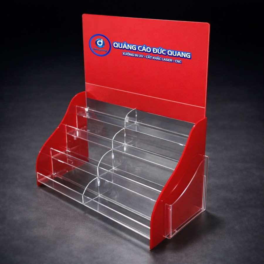 Gia công kệ mica trưng bày